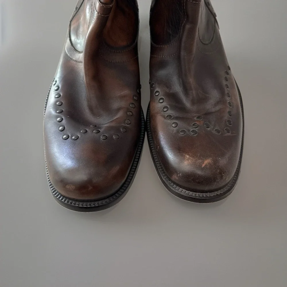 John Varvatos US 9.5 Hand Made in Italy Studded Leather Engineer Biker Boots